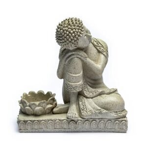 Buda con portavela - gris -- 394 g; 17.5 cm