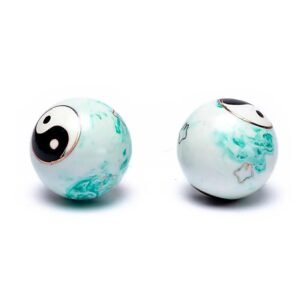 Bolas de salud Yin Yang verde/blanco -- 4 cm