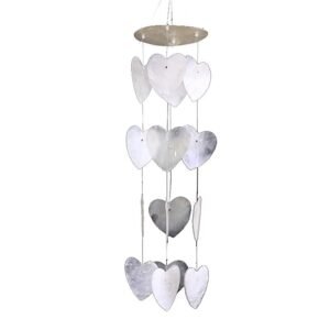 Carillón móvil con corazones de concha de capiz -- 35 cm