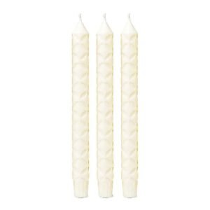 Vela de cena con motivo Flor de la Vida estearina blanco roto -- 23x2.2 cm