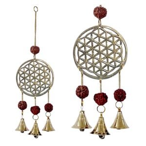 Carillón con Flor de la vida y semillas de Rudraksha -- 27 cm