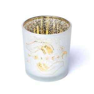 Portavelas esmerilado/metálico Manos espirituales -- 7,3x8 cm