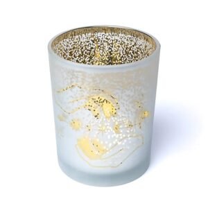 Portavelas esmerilado/metálico Manos espirituales -- 10x12,5 cm