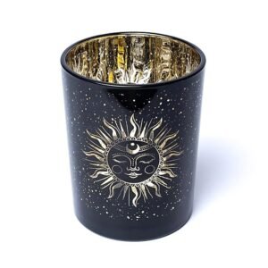 Portavelas luna y sol durmientes -- 10x12,15 cm