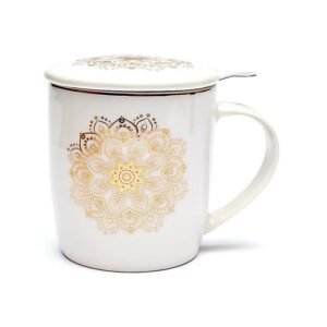 Juego de taza de té Mandala blanco --  ±400 ml