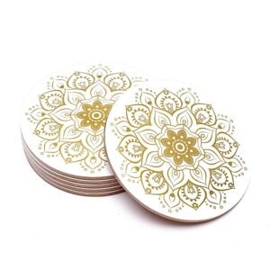 Juego de 6 posavasos Mandala blanco --152g