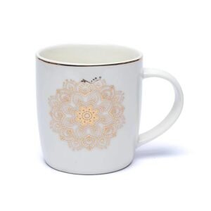Taza de té con infusor Mandala blanco -- ±400 ml