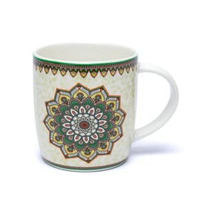 Taza de té con infusor Mandala verde -- ±400 ml