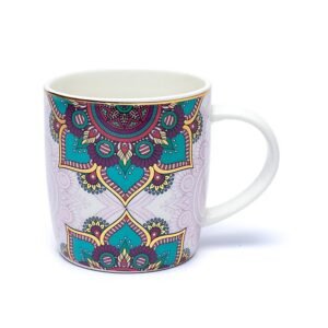 Taza de té con infusor Mandala turquesa -- ±400 ml