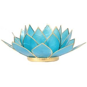 Loto Iluminación -5 chakra - azul -bordes oro -- 13.5 cm