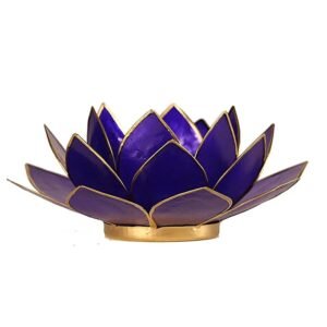Loto iluminación - indigo -6 chakra-borde oro -- 13.5 cm