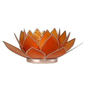 Loto Iluminación naranja-2 chakra- plata -- 13.5 cm