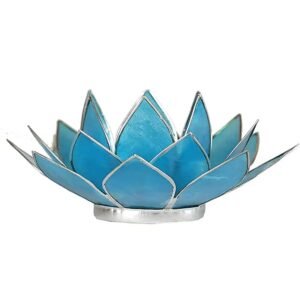 Loto Iluminación -azul- 5 chakra- borde plata -- 13.5 cm