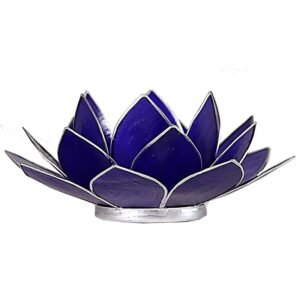 Loto iluminación indigo-6 chakra-bordes plata -- 13.5 cm